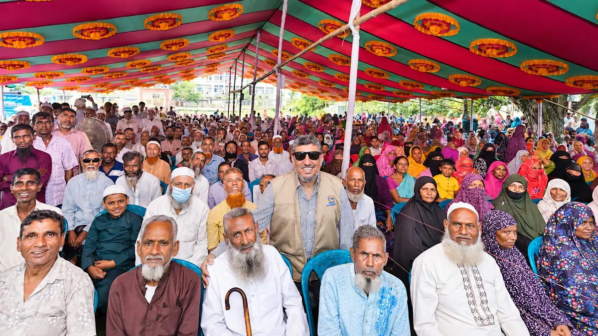 A patient after cataract surgery at a mobile eye camp